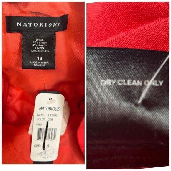 New Natorious Coral Linen Blend Sheath Dress Size 14 MSRP $395 - Picture 4 of 11